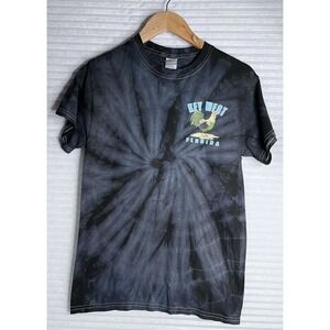 Colortone T-Shirt Men S Black Gray Tie Dye Short Sleeve Key West Florida Rooster